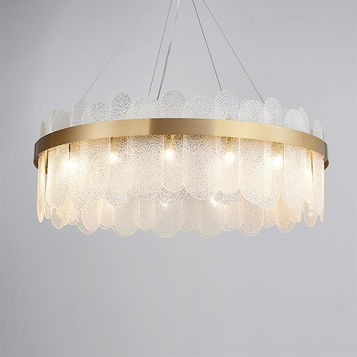 Modern Round 10-Light Tiered Clear Glass Chandelier