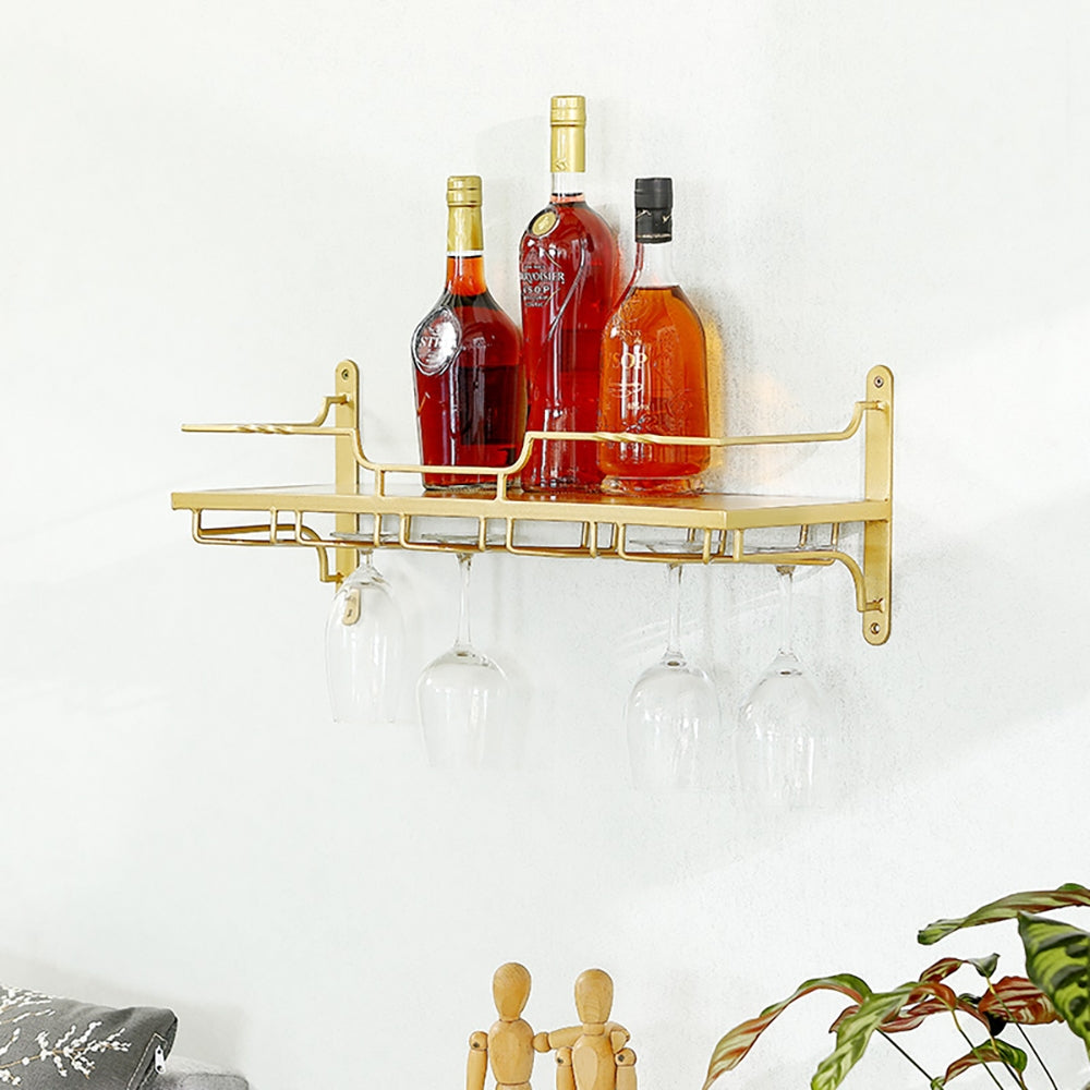 Modern Wall Mounted Wine Rack Glass Rack in Gold