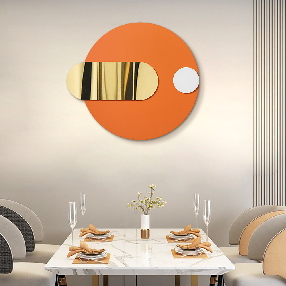 Modern Geometric Pattern Metal Wall Decor Handmade Wall Accent 780mmW Orange & Gold