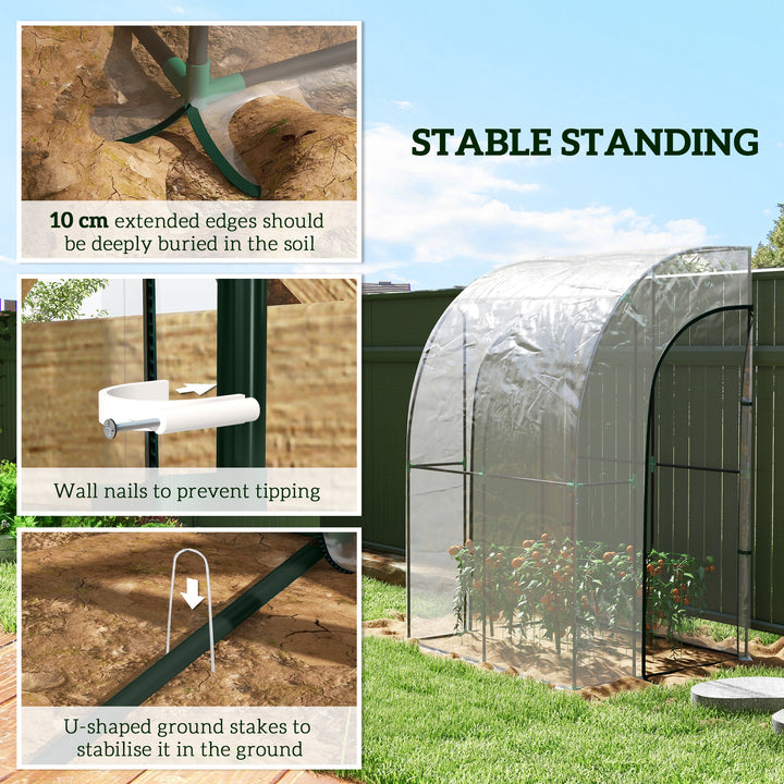 Walk-In Lean-To Greenhouse with Steel Frame & Plastic Cover