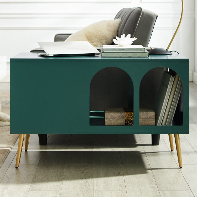 Narre Green End Table with Storage Living Room Side Table 2 Drawer & Open Storage