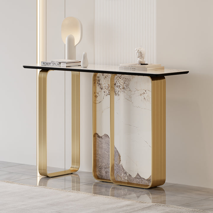 1200mmW Modern Sintered Stone Console Table with Gold Stainless Steel Frame