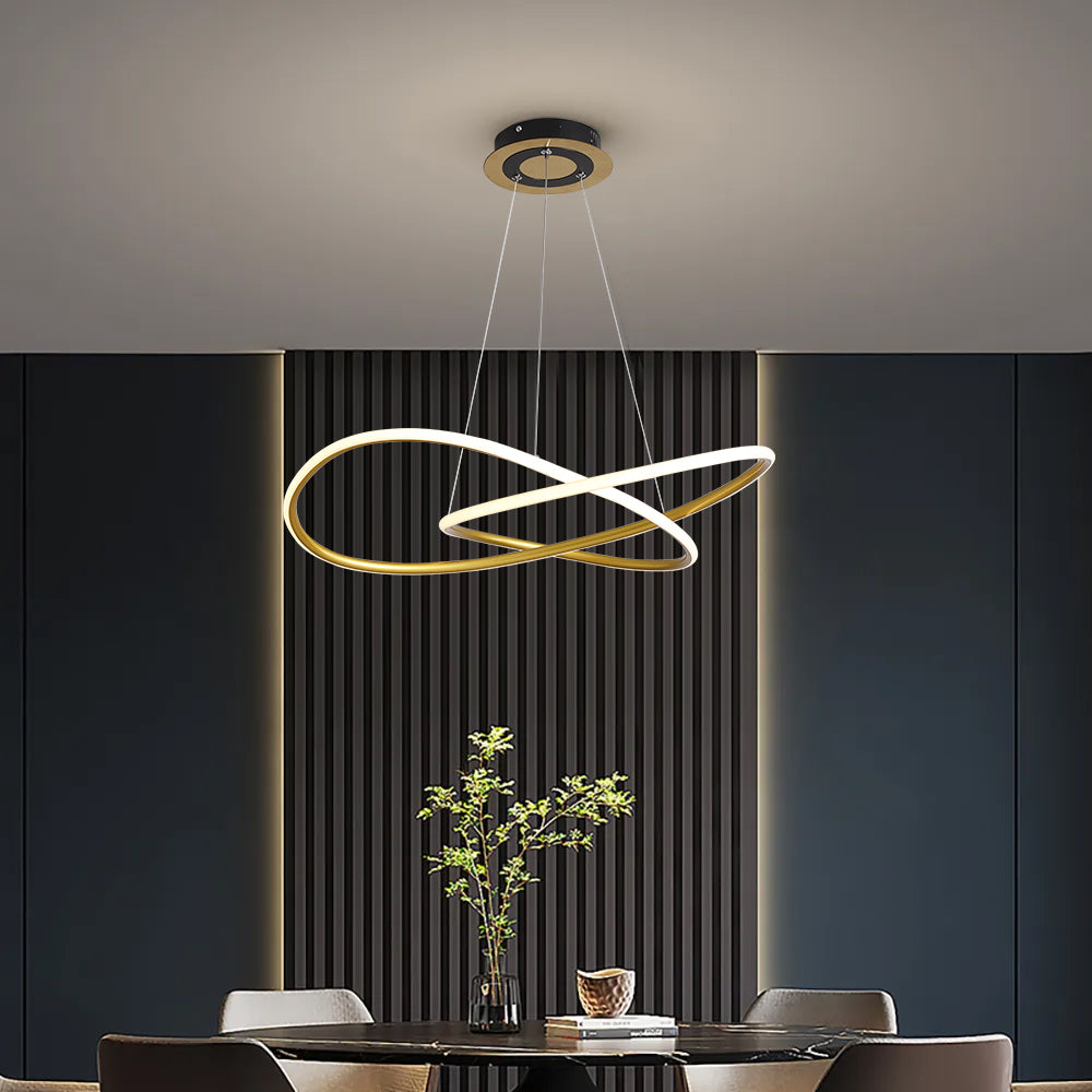 Minimalist Gold Circle Pendant Light LED Ceiling Light Adjustable Height