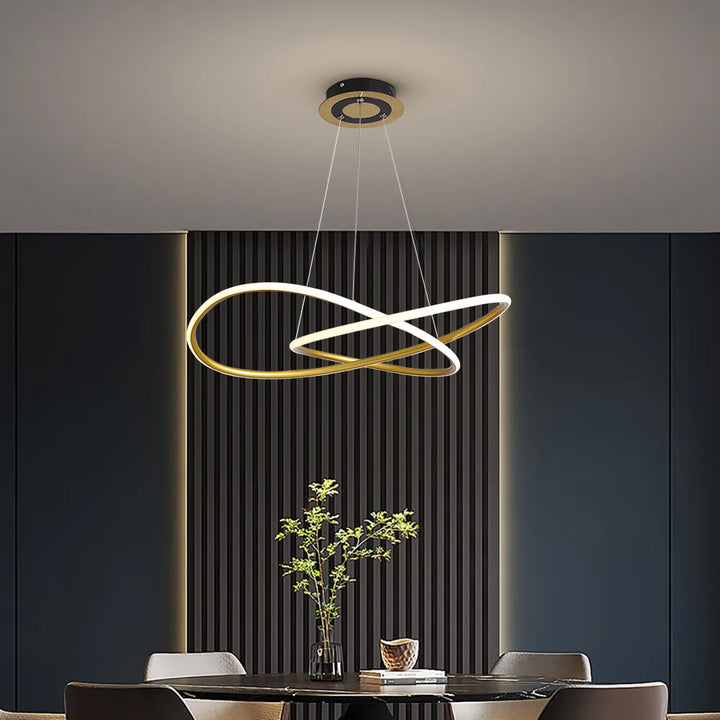 Minimalist Gold Circle Pendant Light LED Ceiling Light Adjustable Height