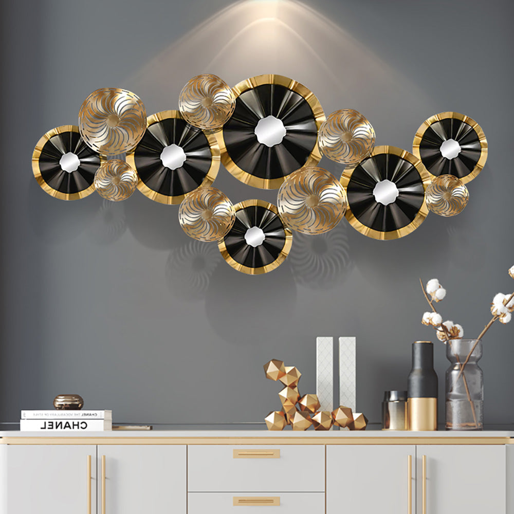 Creative Luxury Multi-round Metal Wall Decor Home Hanging Art Multi-color Living Room