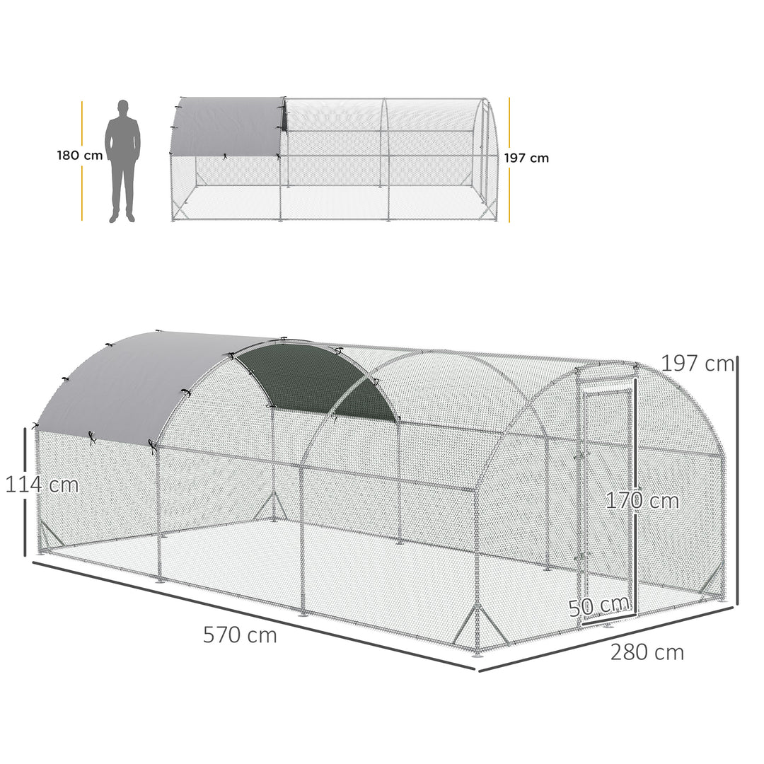 Galvanised Chicken Coop Hen House w/ Cover 5.7 x 2.8 x 2m