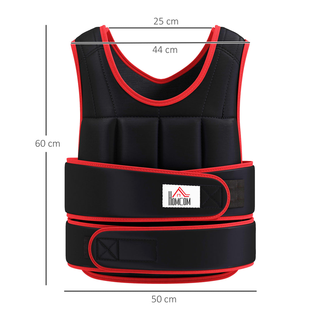 20kg Metal Sand Weight Adjustable Unisex Trainer Vest Black/Red