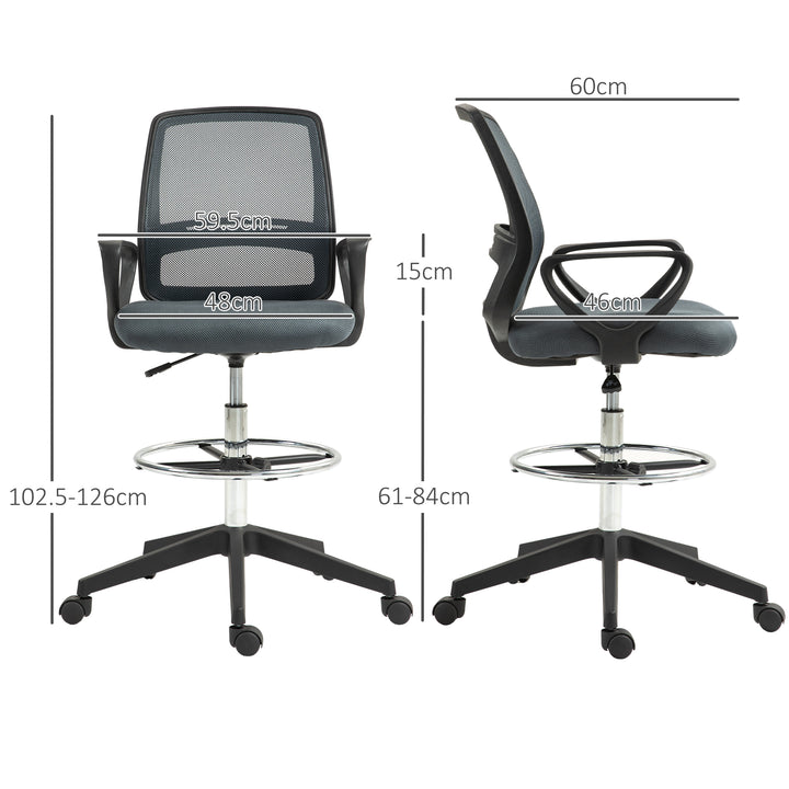 Vinsetto Ergonomic Mesh Back Drafting Chair Draughtsman Chair with Adjustable Height