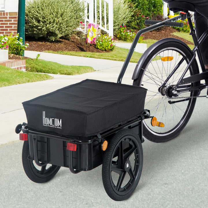 Bicycle Trailer Cargo Jogger Luggage Storage Stroller with Towing Bar - Black