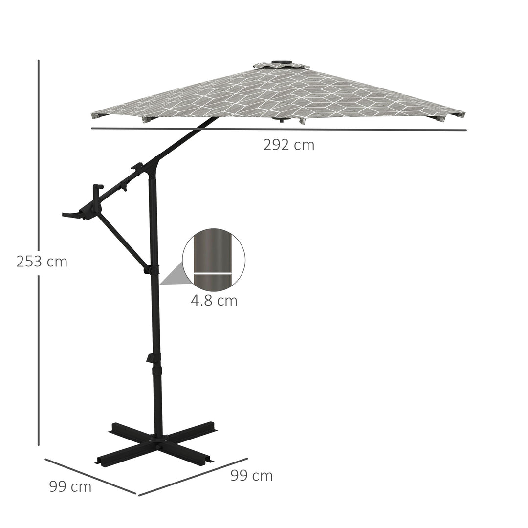 Waterproof 3(m) Convertible Cantilever Parasol and Centre-post Garden Parasol with Cross Base