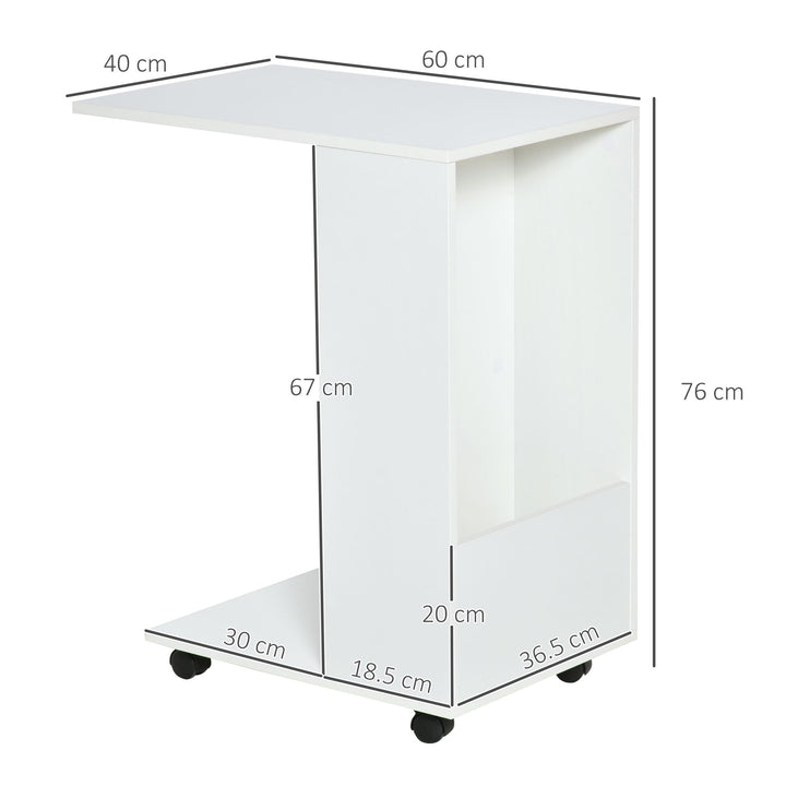 HOMCOM Mobile C-Shape Sofa Table