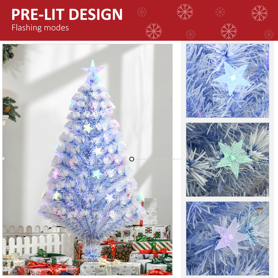 Artificial Fibre Optic Christmas Tree w/ 26 LED Lights Pre-Lit White Blue 4FT