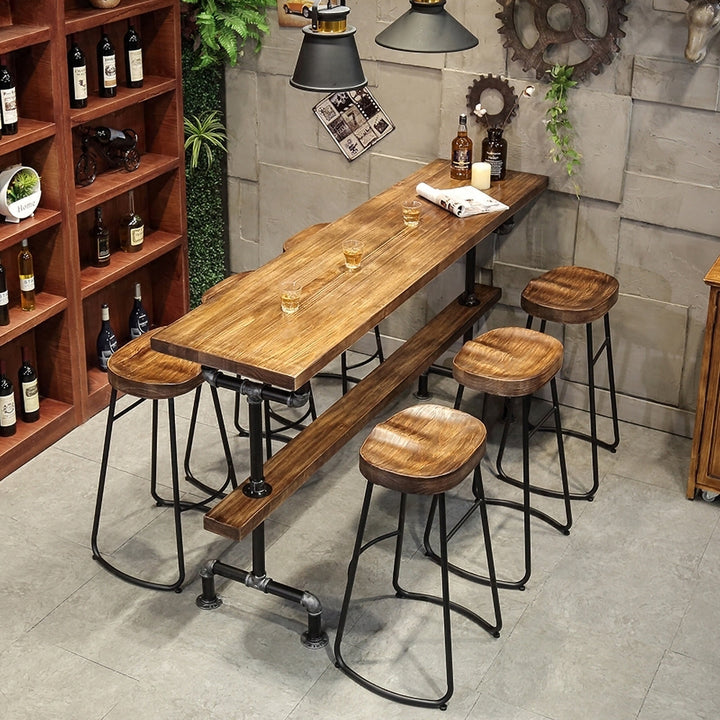 51" Industrial Rectangular Bar Table Natural Industrial Pub Table