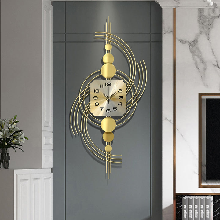 1000mm 3D Modern Metal Oversized Wall Clock with Golden Geometric Frame for Living Room