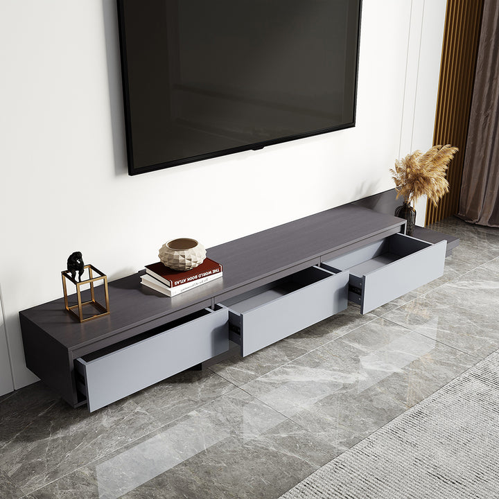 Up to 120" Extendable Gray TV Stand Modern Retractable Floor Media Console with 3 Drawers