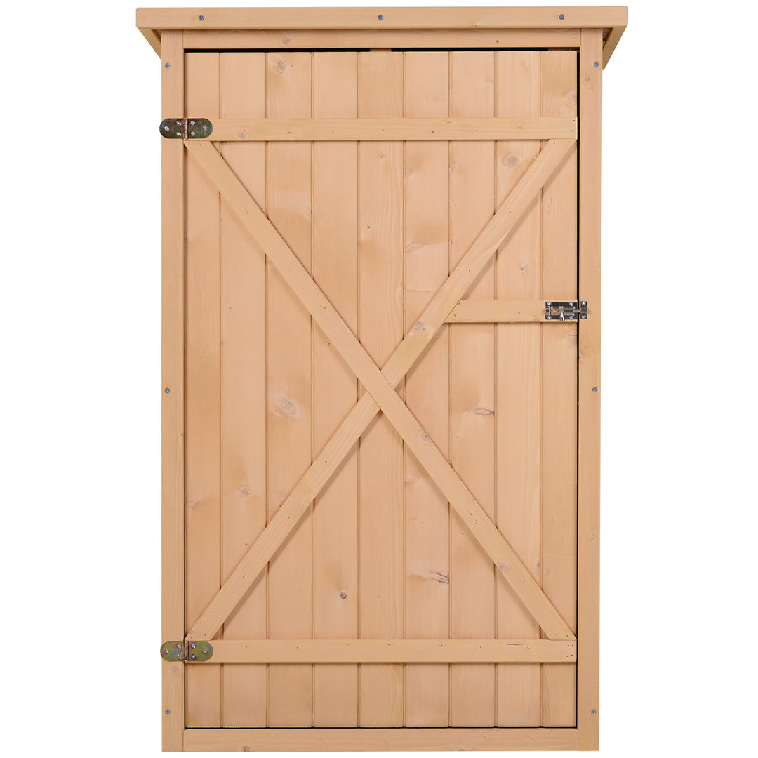 Wooden Garden Storage Shed Fir Wood Tool Cabinet Organiser with Shelves 75L x 56W x115Hcm