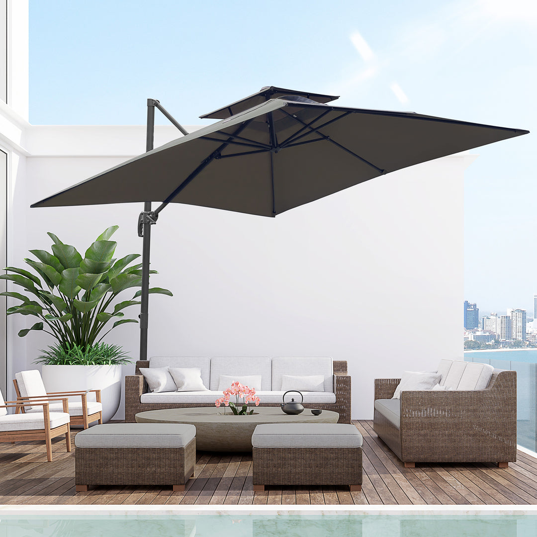 Waterproof 3 x 3(m) Garden Cantilever Roma Parasol with Crank and Tilt