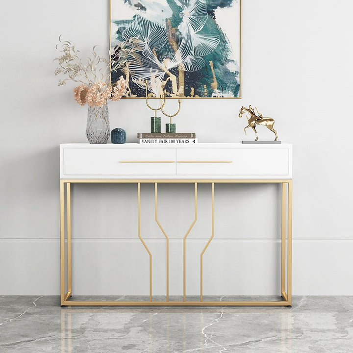 800mm Modern Narrow White Console Table with Storage Wood Entryway Table with Drawers