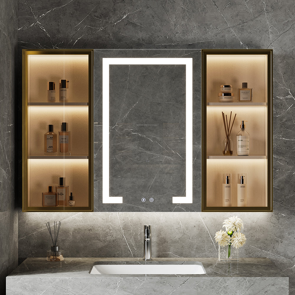 1000mm White Wall-mounted LED Bathroom Medicine Cabinet Vanity Mirror with Storage