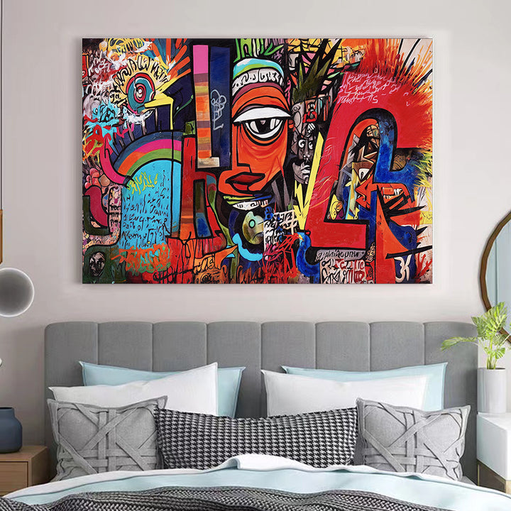 Abstract Geometric People Colorful Graffiti Wall Art Decor Canvas Prints Living Room