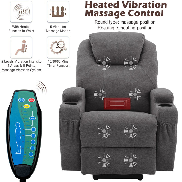 Power Lift Recliner Massage Chair with Heat and Electric Recliner Chair