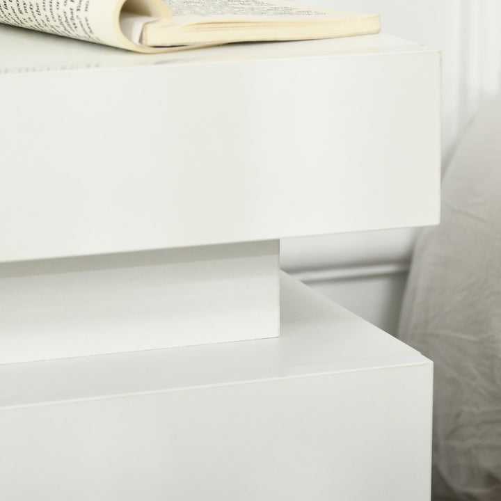 White Bedside Cabinets with LED Light