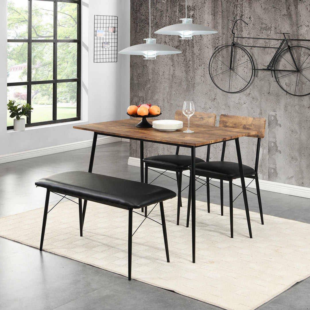 4-Piece Industrial Dining Set with Bench, Brown https://www.awin1.com/pclick.php?p=38826321849&a=1765756&m=17151 Aosom