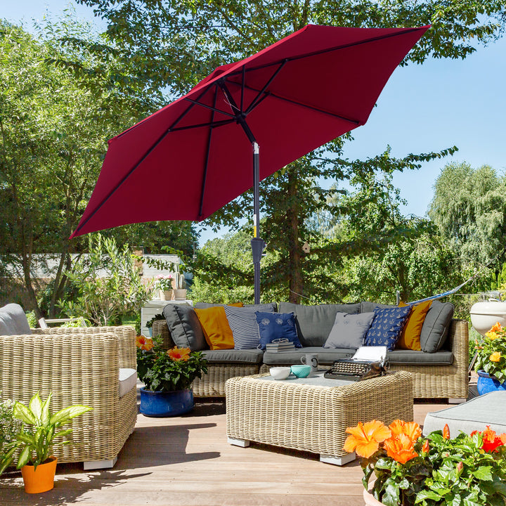 Tilting Garden Parasol: Crank-Operated Sun Shade with Aluminium Frame