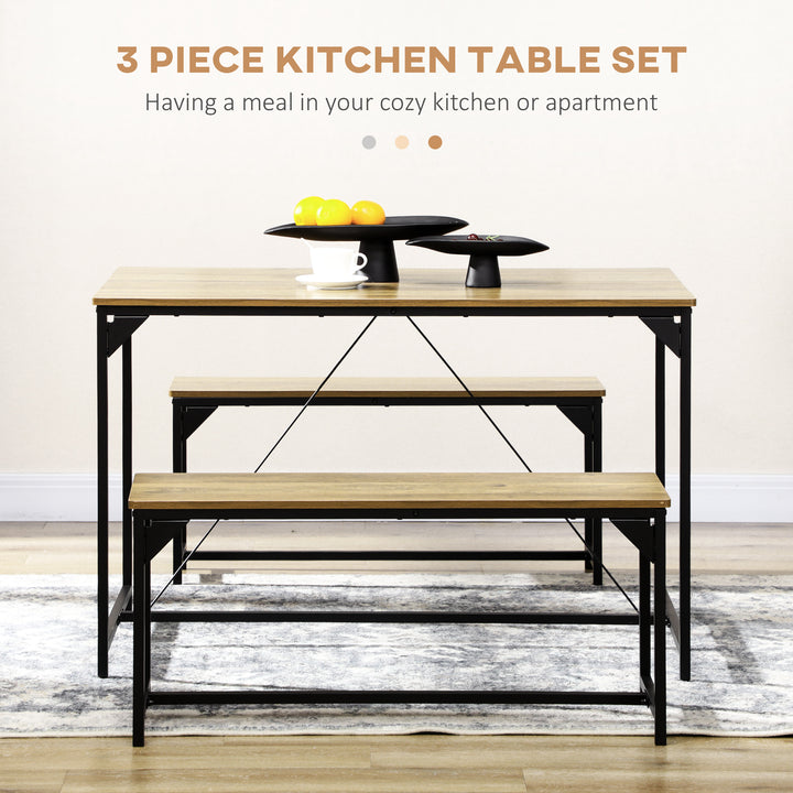 Dining Duet: Space-Efficient Table and 2 Benches Set