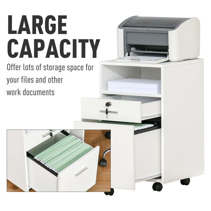 Vinsetto Lockable Mobile File Cabinet Storage Cupboard for Home Office