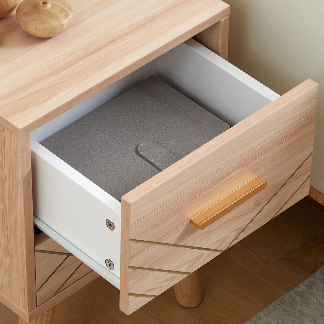 HOMCOM Scandinavian Bedside Cabinet with Drawers