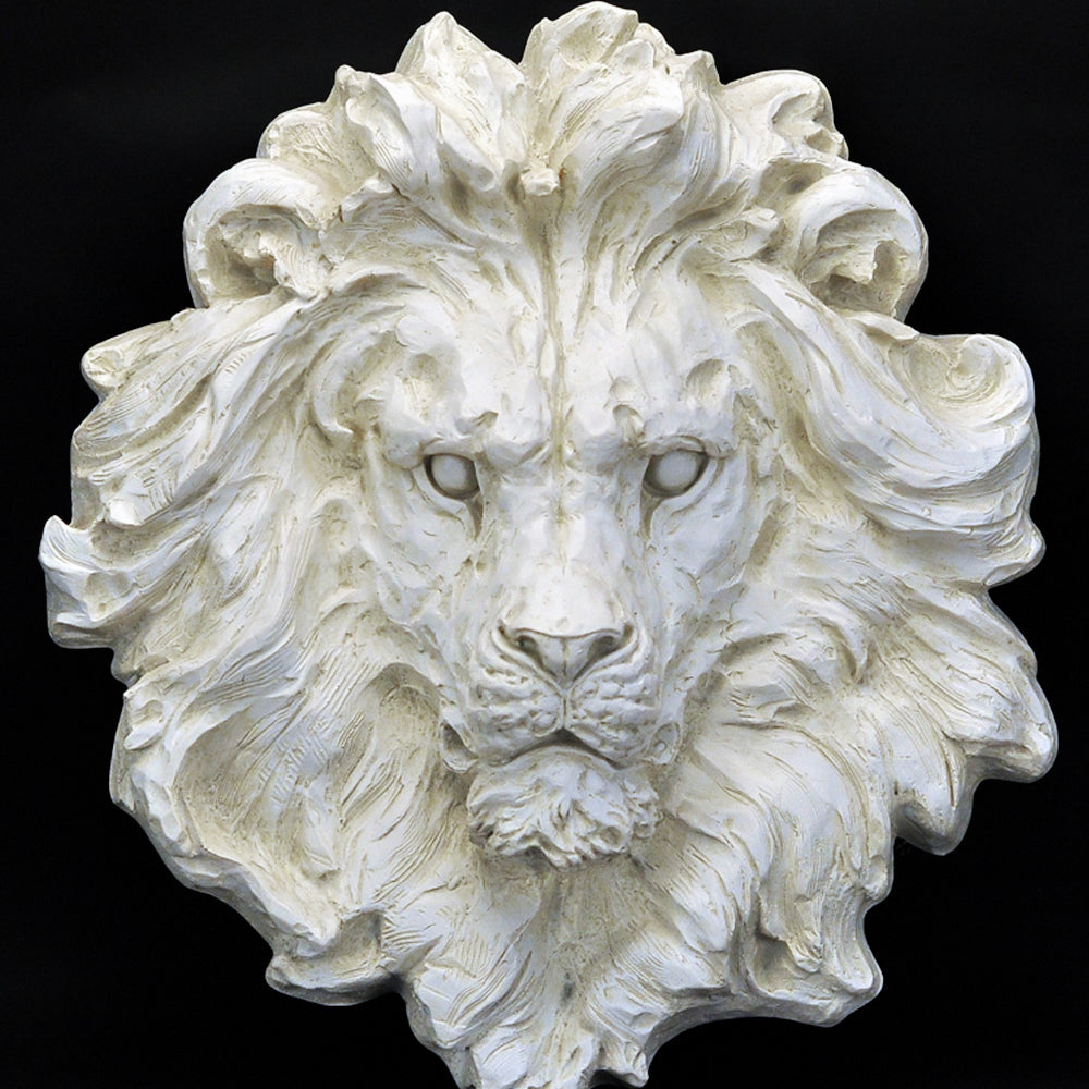 565mm Outdoor Lion Head Wall Decor Garden Sculpture Animal Statue Art in Beige