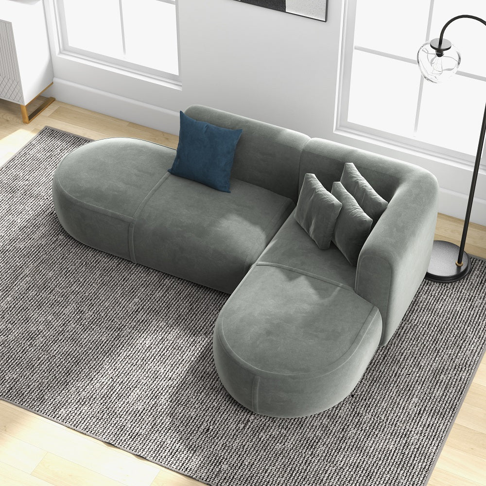 2650mm L-Shaped Sectional Corner Modern Modular Sofa with Pillows in Grey