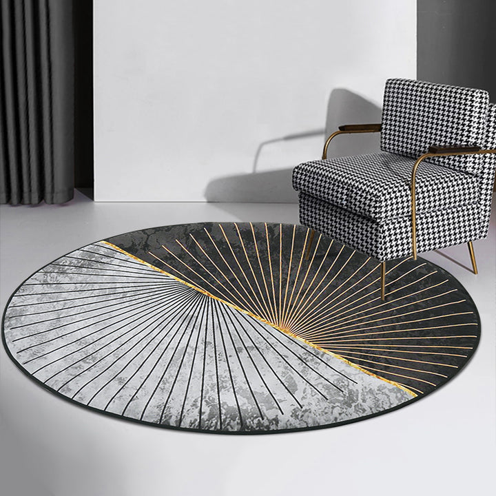 1200m x 1200mm Modern Abstract Gray & Gold Mix Colours Round Area Rug Decorative Carpet