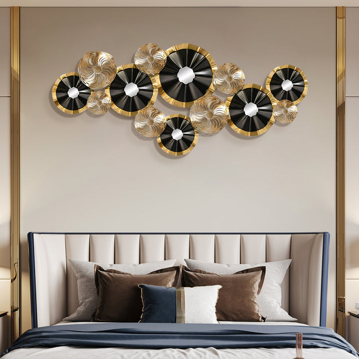 Creative Luxury Multi-round Metal Wall Decor Home Hanging Art Multi-color Living Room