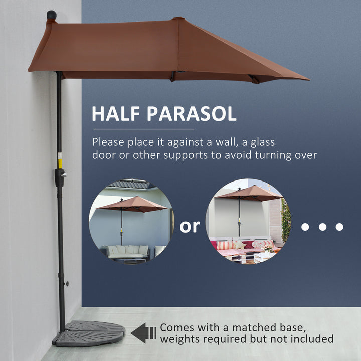 2m Half Parasol Market Umbrella Garden Balcony Parasol with Crank Handle