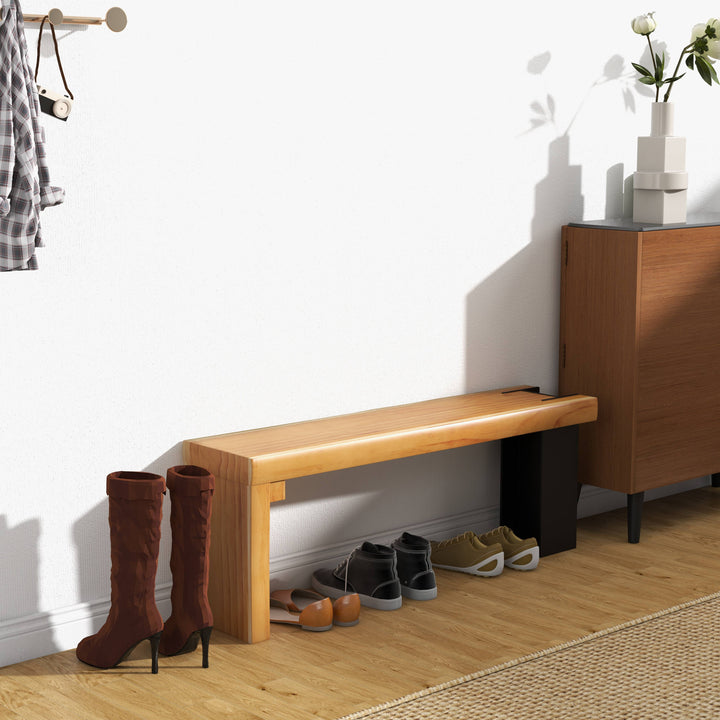 Natural Wood Entryway Bench Modern Bench with Steady Metal Legs