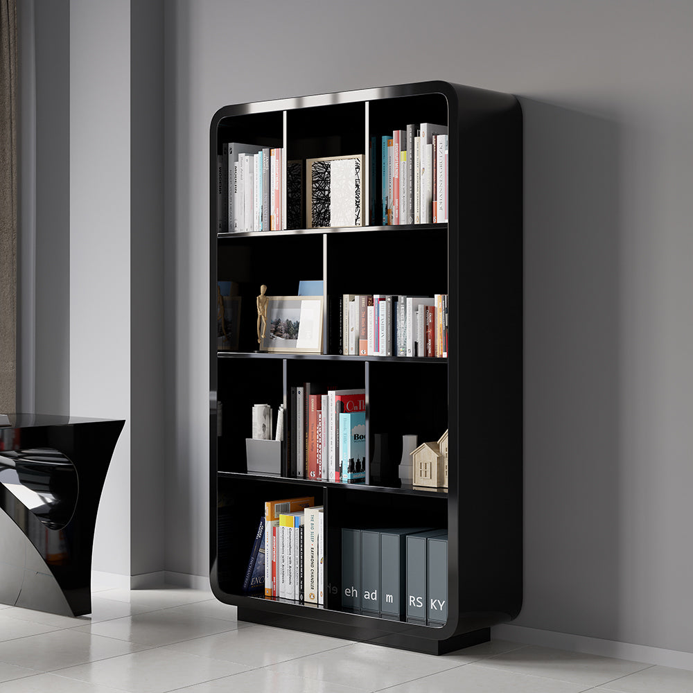 Chicent 2000mm Modern Black Bookshelf 4-Tier Standard Bookcase with Rich Storage