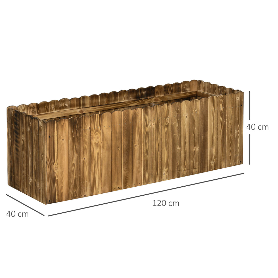 172L Garden Flower Raised Bed Pot Wooden Outdoor Large Rectangle Planter Vegetable Box Outdoor Herb Holder Display (120L x 40W x 40H (cm))