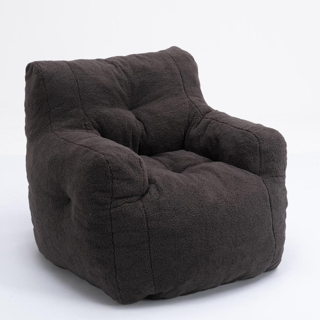 Soft Swivel Foam Bean Bag Armchair with Teddy Fabric and Ergonomic Backrest