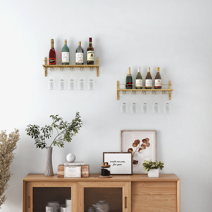 Modern Wall Mounted Wine Rack Glass Rack in Gold