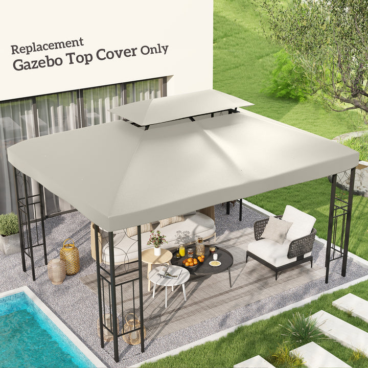 3x4m Gazebo Replacement Roof Canopy 2 Tier Top UV Cover Garden Patio Outdoor Sun Awning Shelters Cream (TOP ONLY)