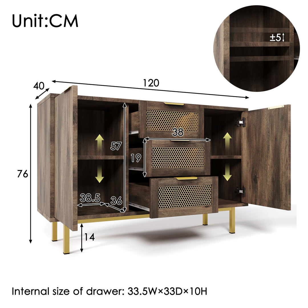 Sideboard Storage Cabinet Dresser with 3 Drawers