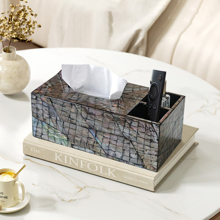 Modern Tissue Box Cover Multifunctional Nightstand Organizer with Remote Control Holder