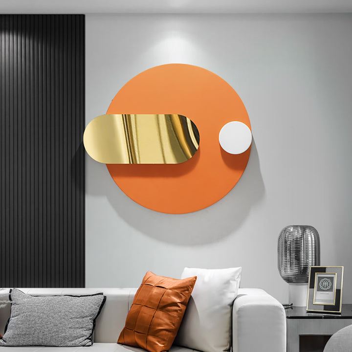 Modern Geometric Pattern Metal Wall Decor Handmade Wall Accent 780mmW Orange & Gold