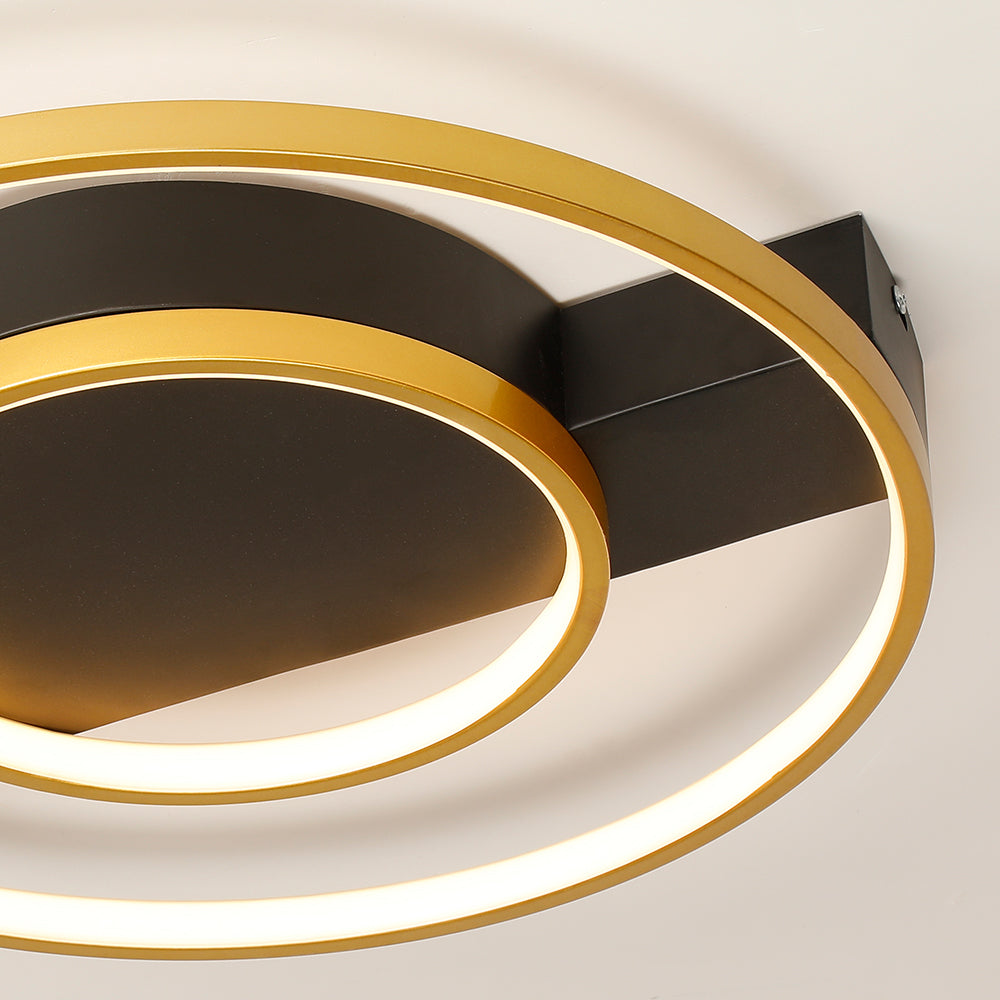 Modern Gold & Black Multi-Circle LED Flush Mount Light