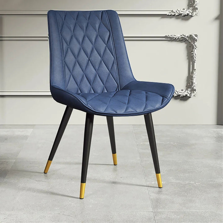 Blue Dining Chair Leather Dining Chair (Set of 2) with Solid Back