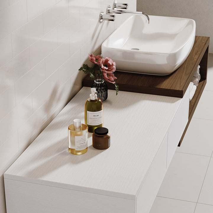 Modern Extendable Floating Bathroom Vanity Set Wall Mounted Vanity in White & Walnut