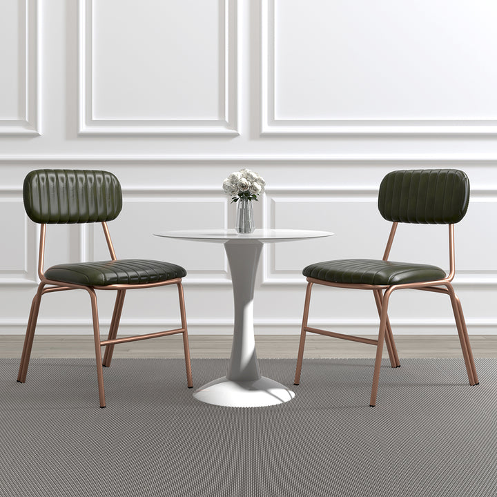 4-Piece Modern Dining Chairs with Green Faux Leather Upholstered & Metal Frame