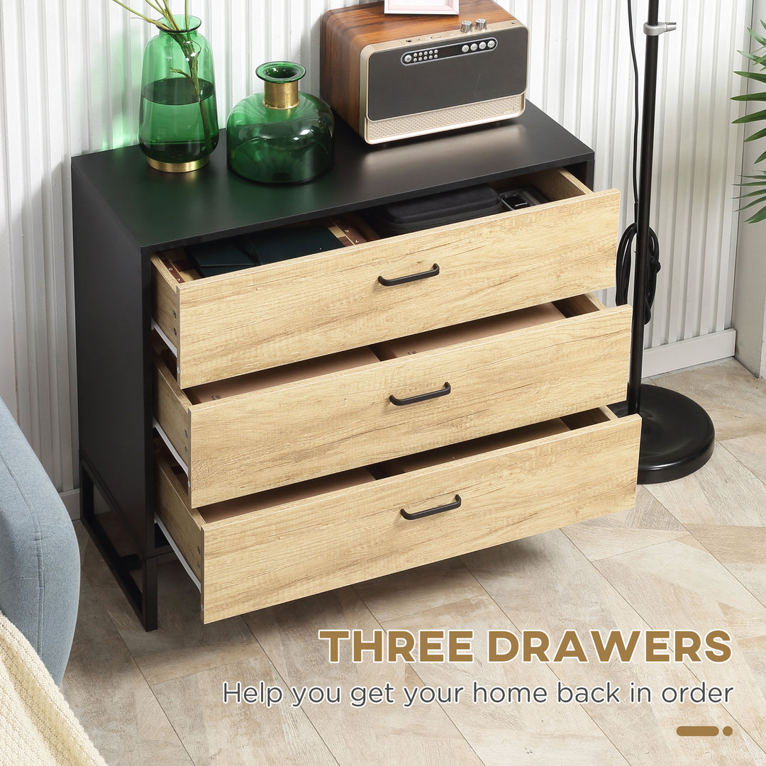 3-Drawer Chest Storage Cabinet Organiser with Steel Frame